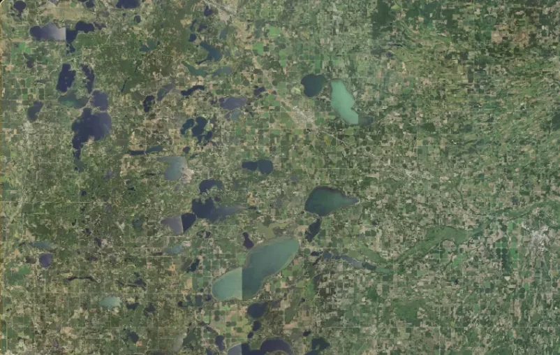 USGS / USDA NAIP aerial photograph of Rush Lake and surrounding Otter Tail County lake communities